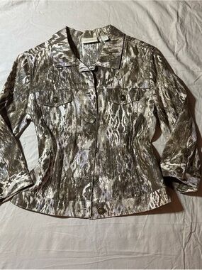 Chicos Women’s Metallic Brown Patterned Jacket